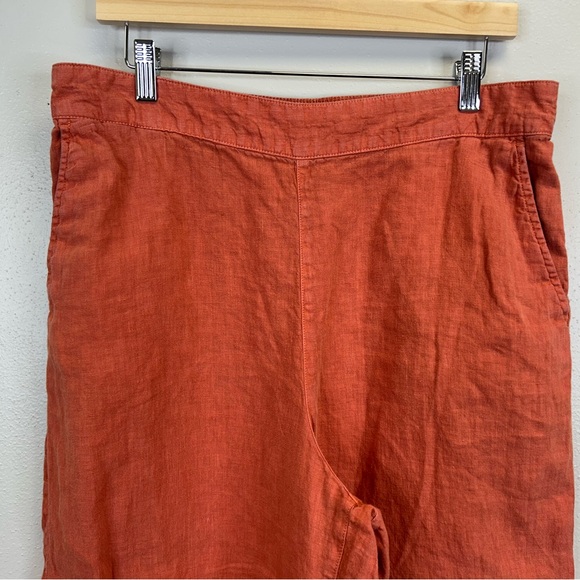 Tahari Women's Terracotta Wide Leg Cropped 100% Linen Pants XL Beach Vacation - Picture 4 of 12